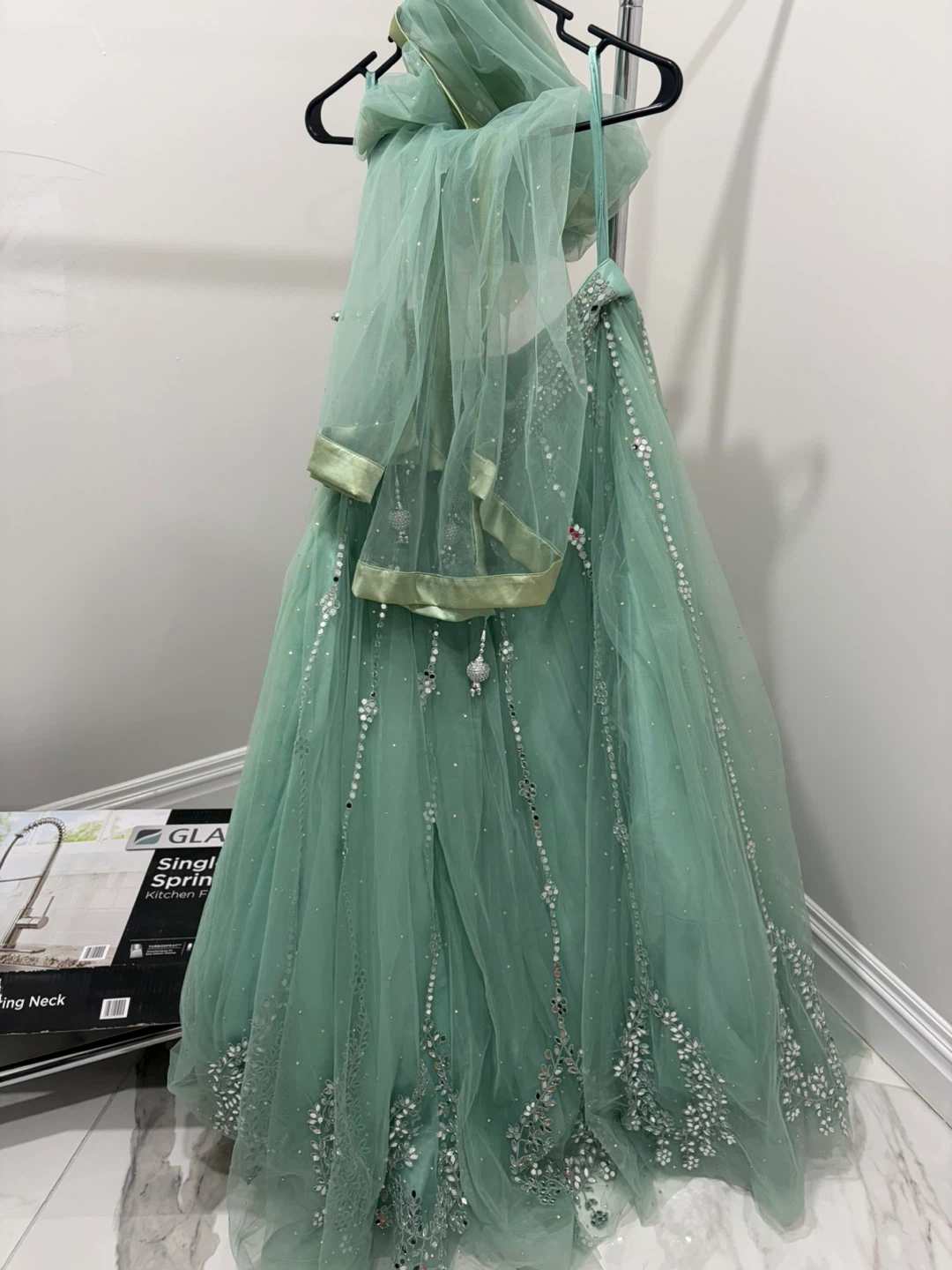 Mint Green Embroidered Lehenga Set - photo 4