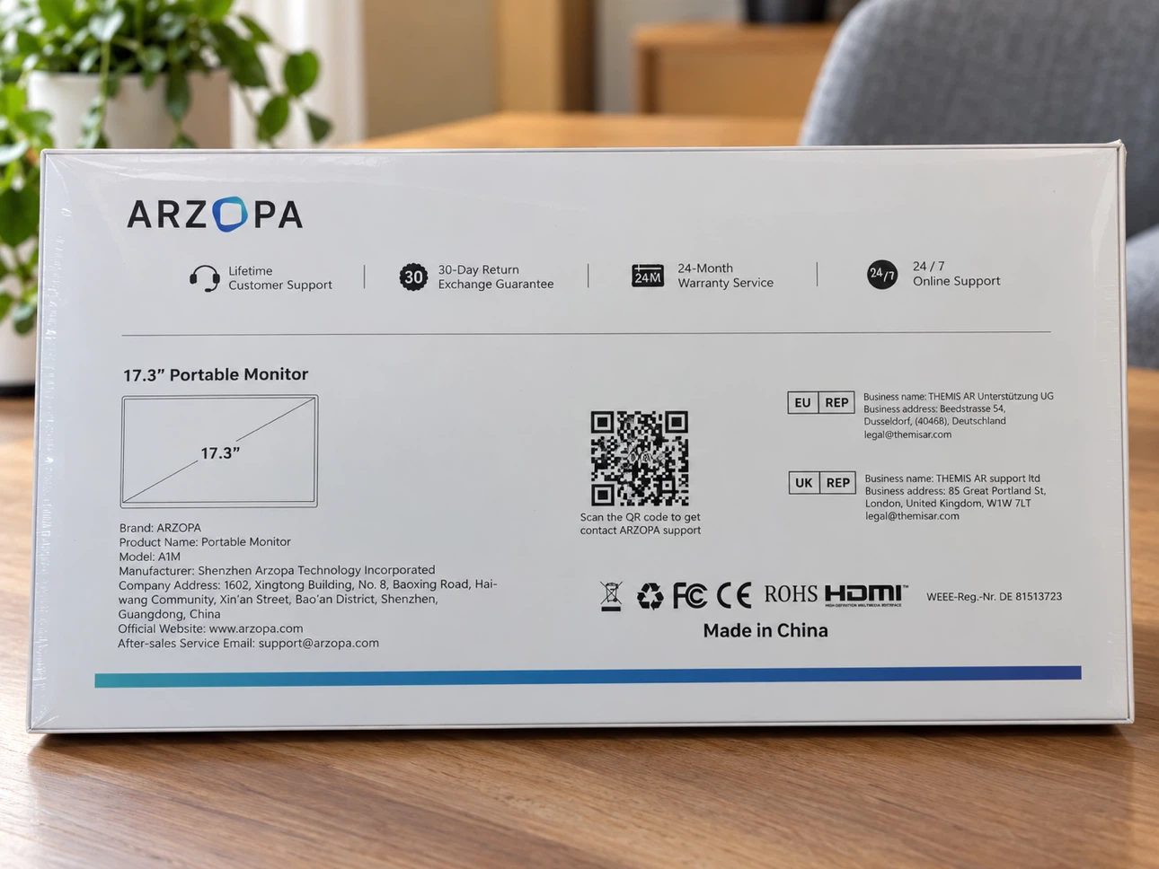 Arzopa 17.3" Portable Monitor A1M