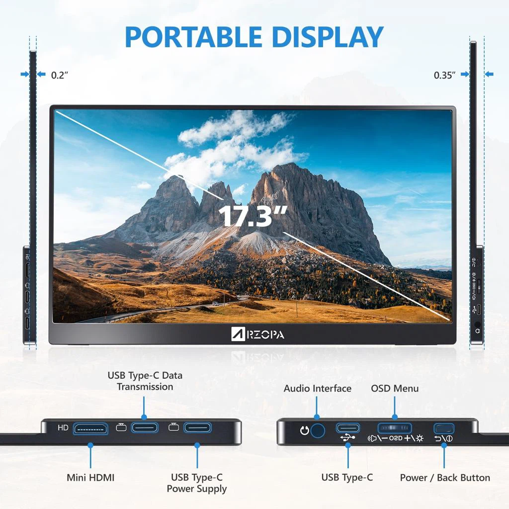 Arzopa 17.3" Portable Monitor A1M - photo 4