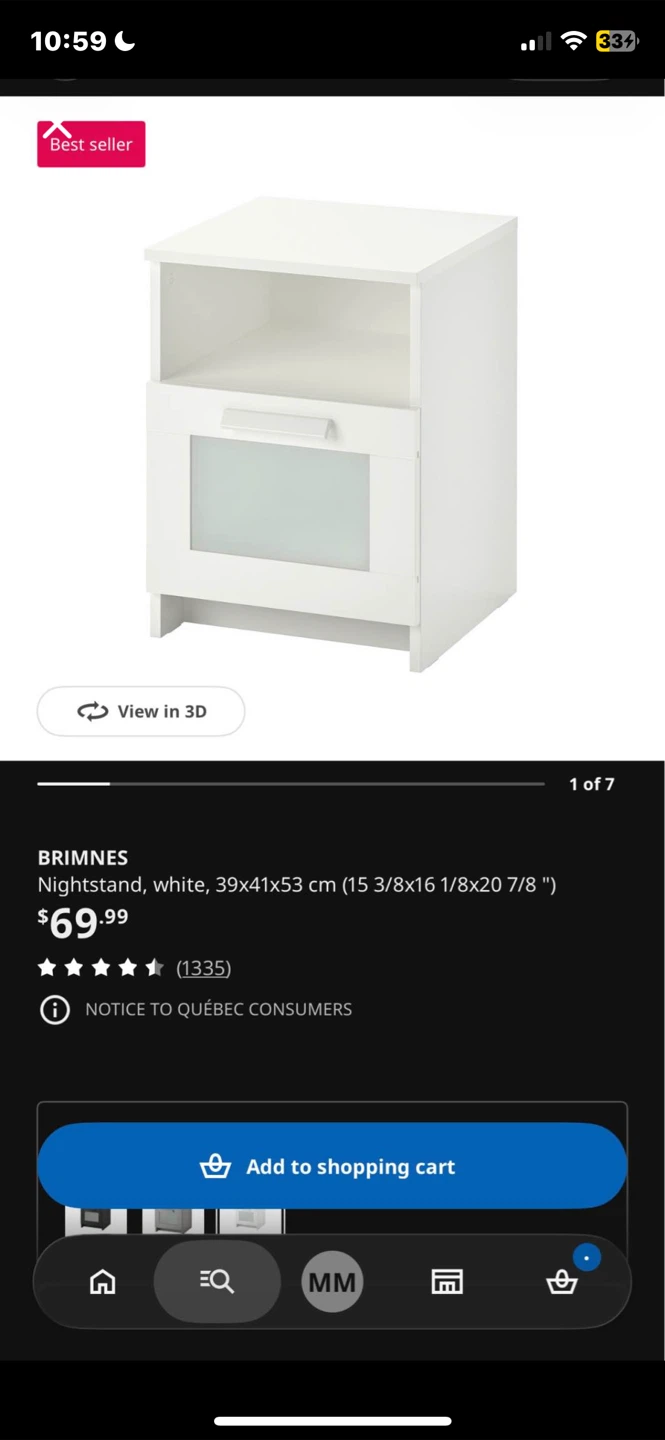 IKEA BRIMNES Nightstand - Color: White - photo 3