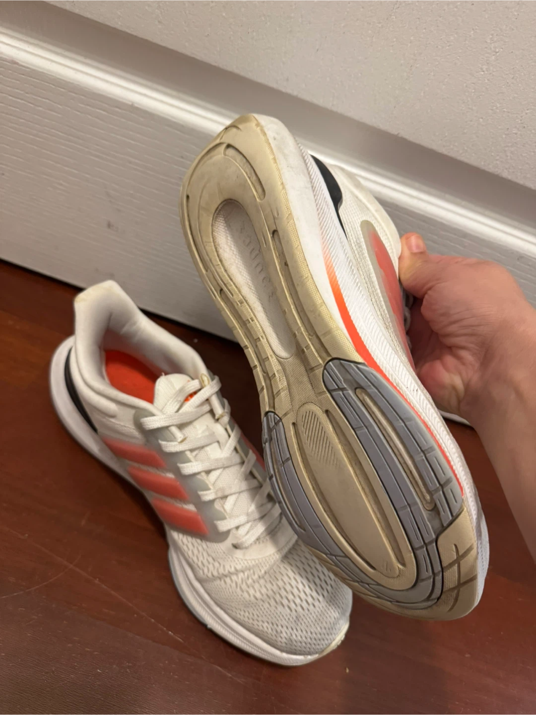 Adidas Running Shoes White and Coral - photo 3