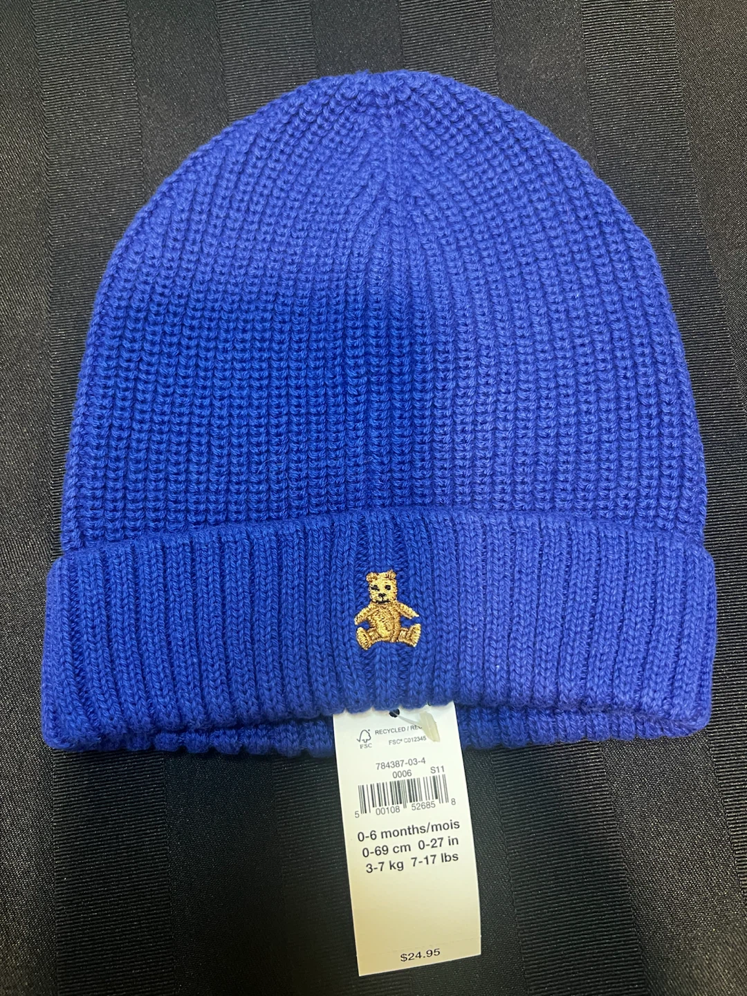 NEW Baby Gap Bear Ribbed Beanie - Blue