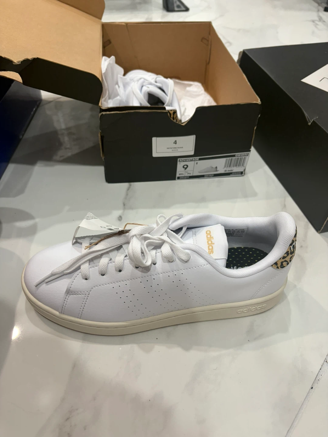 Adidas Advantage Sneakers White Leopard Print - photo 3