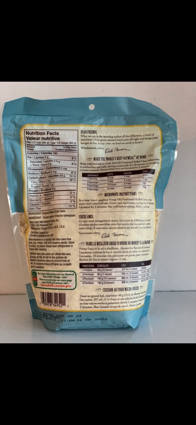 Bag #1️⃣–Bob's Red Mill: Organic Old Fashioned Rolled Oats - photo 2