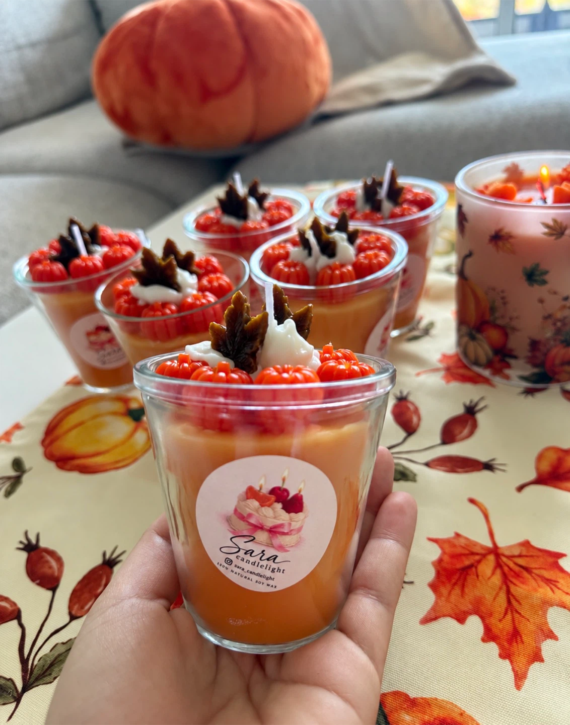 Sara Candlelight Fall Pumpkin Soy Candles - photo 2