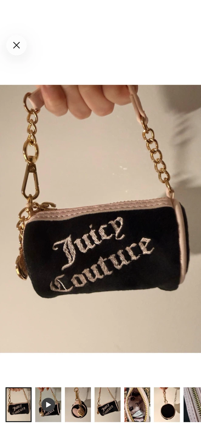 NWOT Juicy Couture Velour Plush Mini Barrel Bag/Charm Gold Chain - photo 5