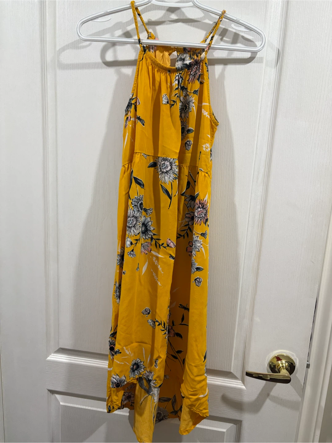 Old Navy Yellow Floral Halter Dress Girls fits M
