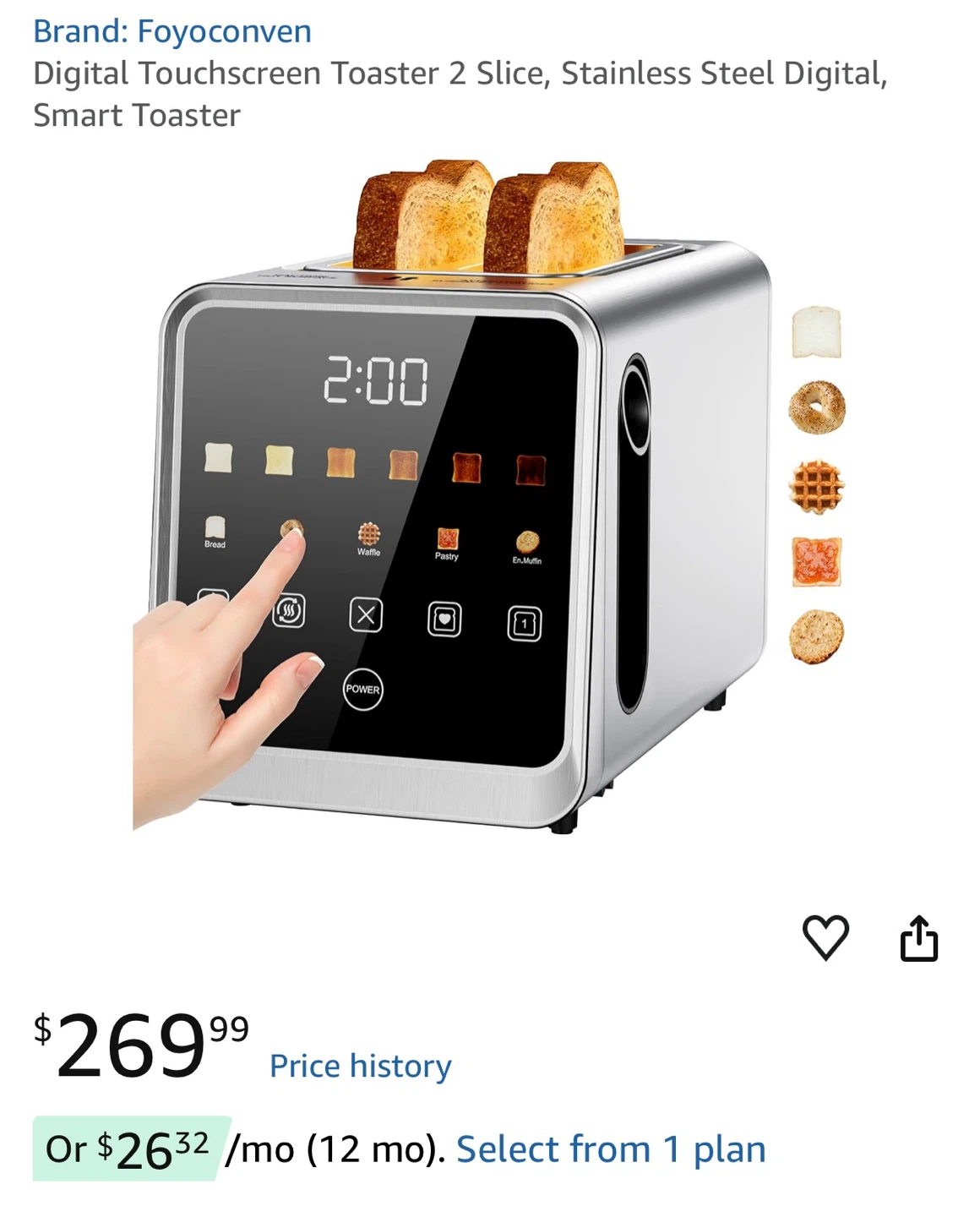 Foyoconven 2-Slice Digital Touchscreen Toaster