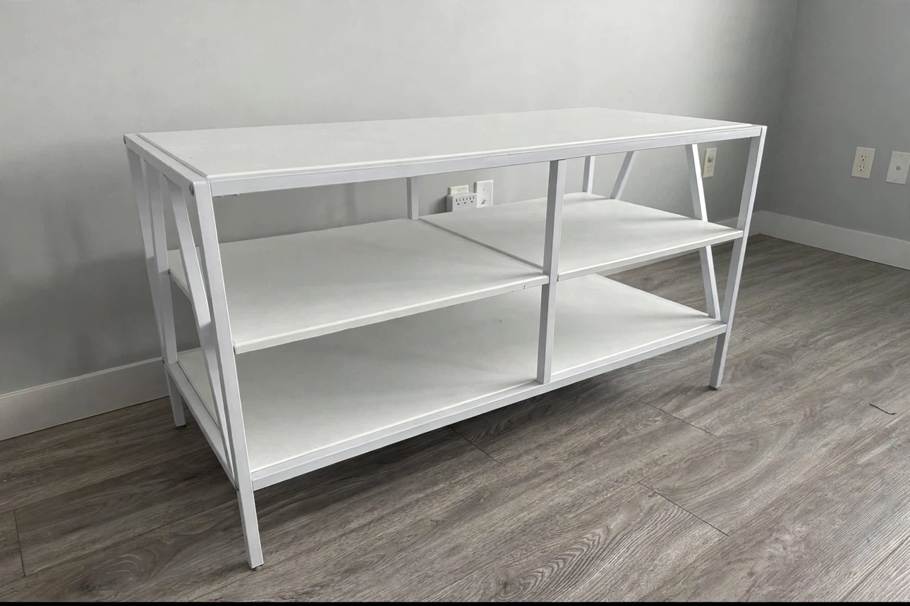 Modern White Metal Frame TV Stand / Media Console - photo 2
