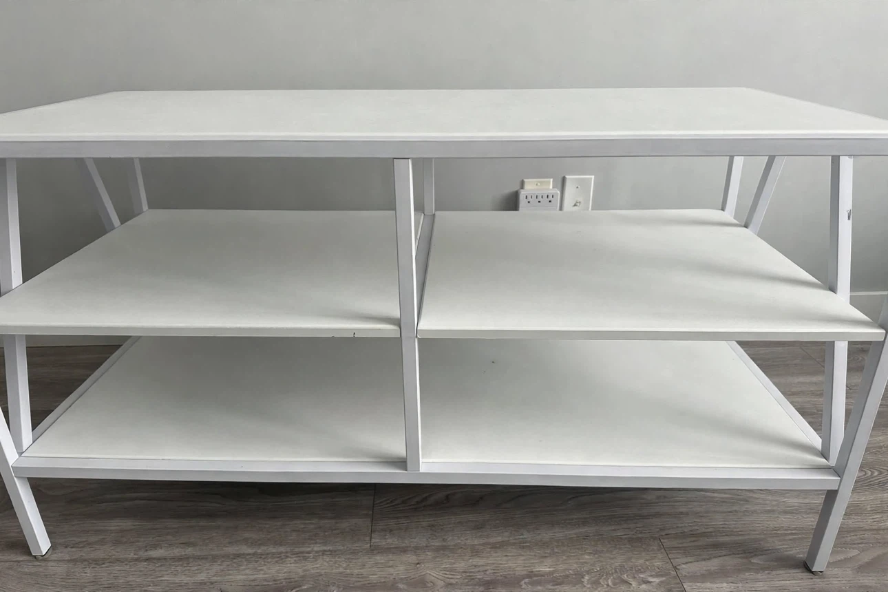 Modern White Metal Frame TV Stand / Media Console - photo 3