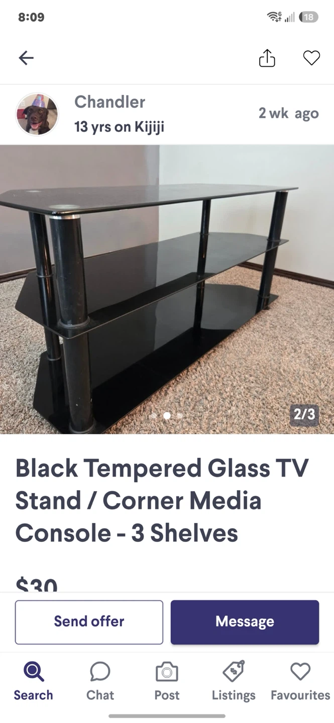 Black Tempered Glass TV Stand
