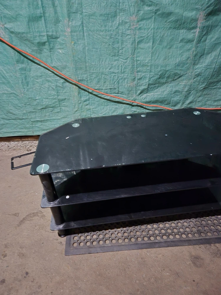 Black Tempered Glass TV Stand - photo 3