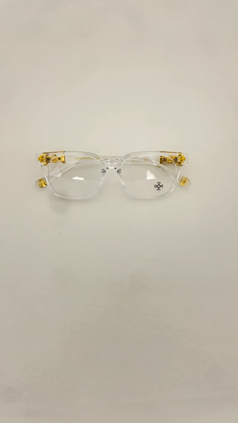 Chrome Hearts Clear Frame Glasses with Gold Details