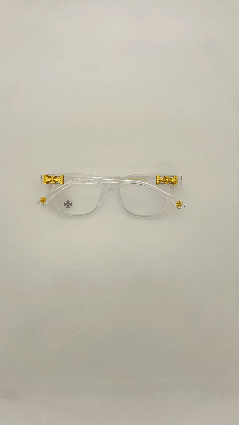 Chrome Hearts Clear Frame Glasses with Gold Details - photo 2