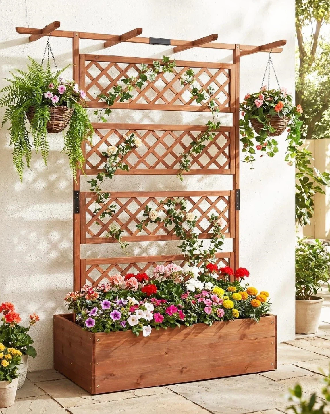 Wooden Garden Planter with Trellis - photo 2