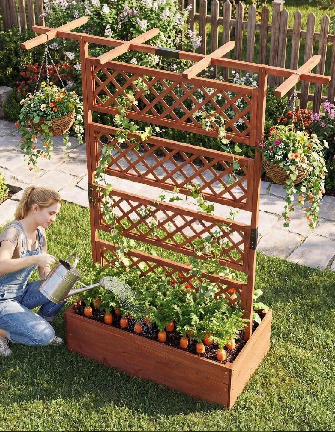 Wooden Garden Planter with Trellis - photo 4