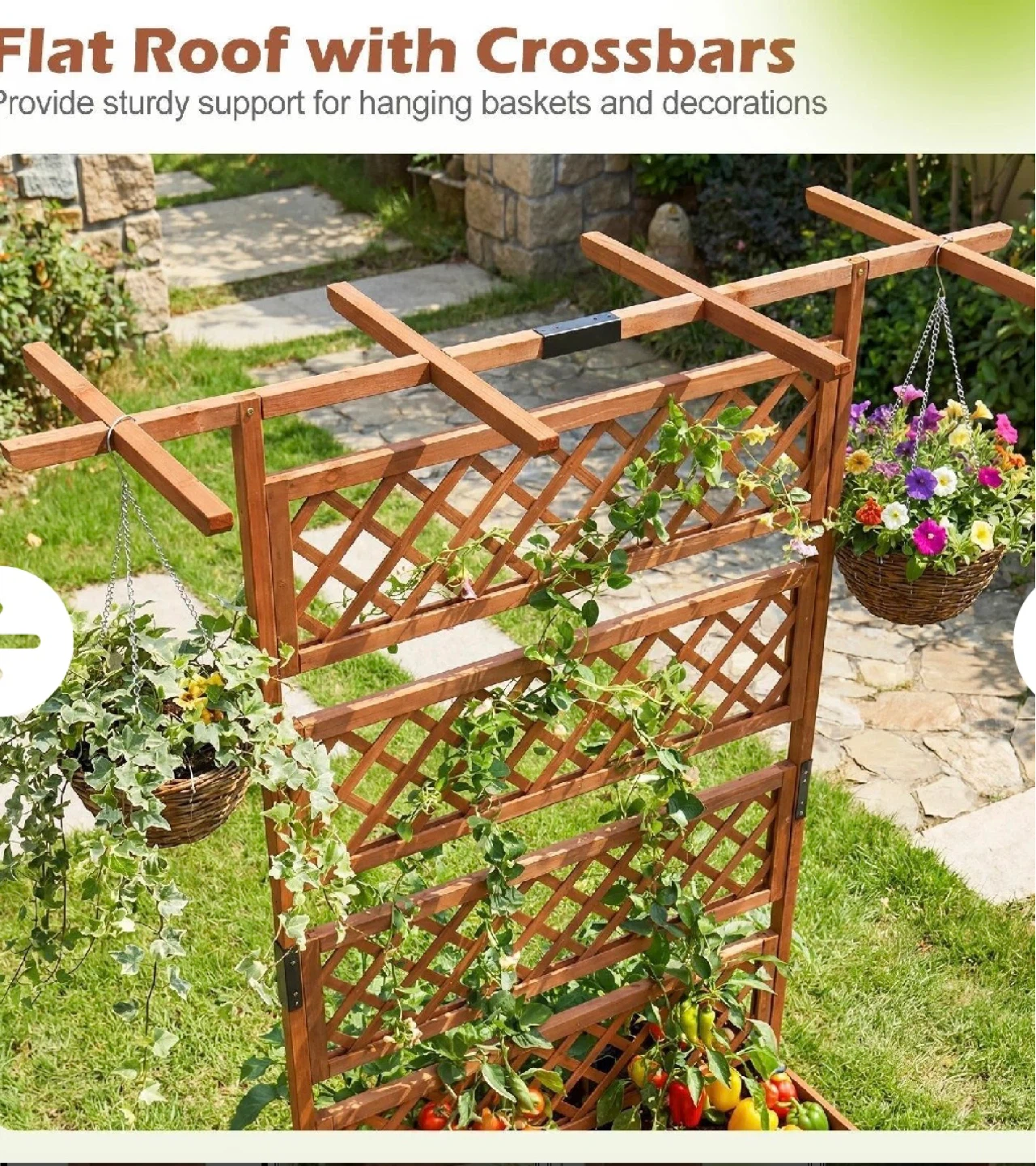 Wooden Garden Planter with Trellis - photo 5