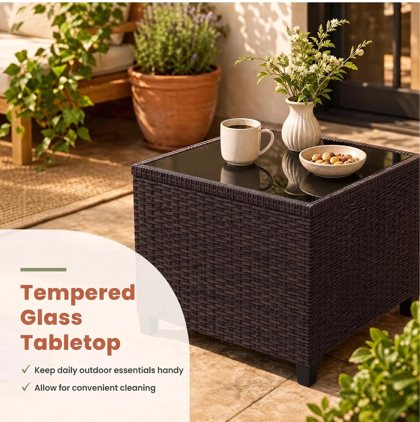 Outdoor Wicker Chair and Side Table Set - photo 4