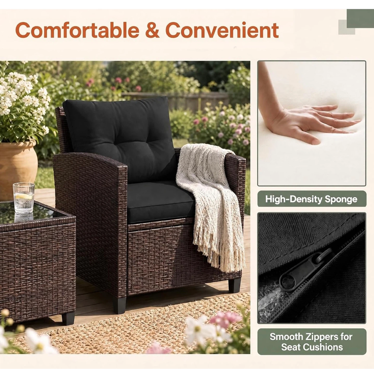 Outdoor Wicker Chair and Side Table Set - photo 5