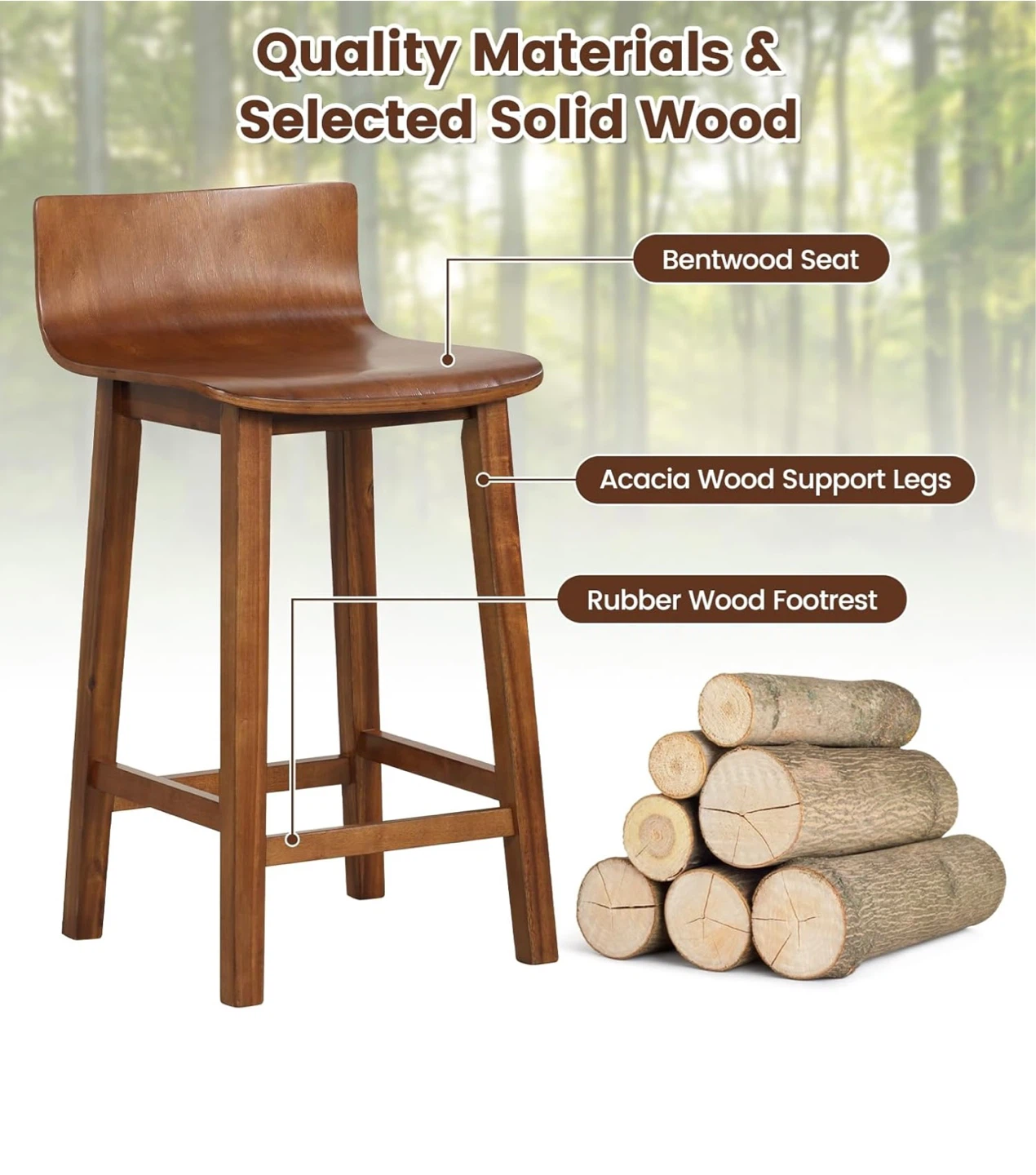 Set of Two Wooden Bar Stools - photo 5