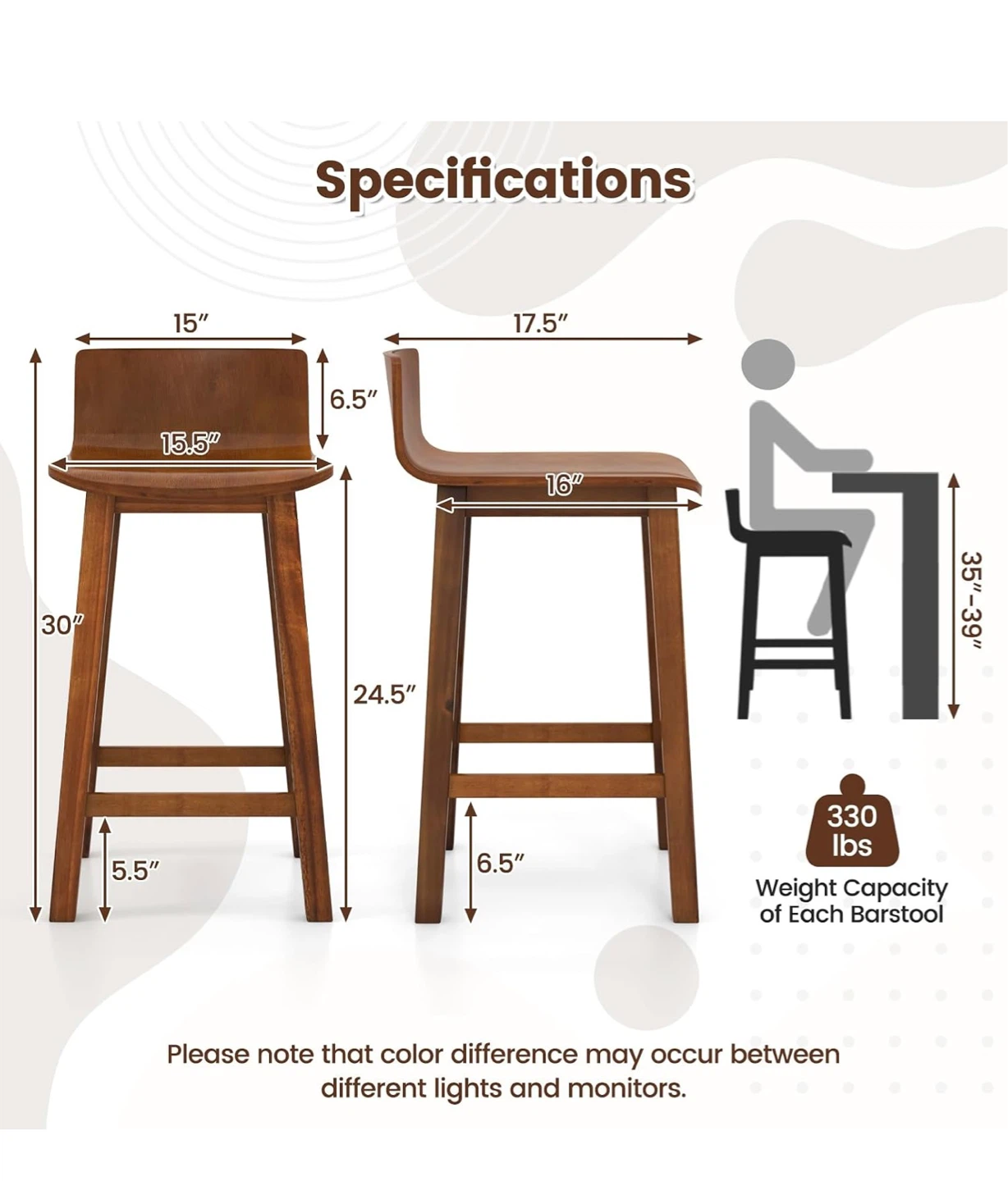 Set of Two Wooden Bar Stools - photo 3