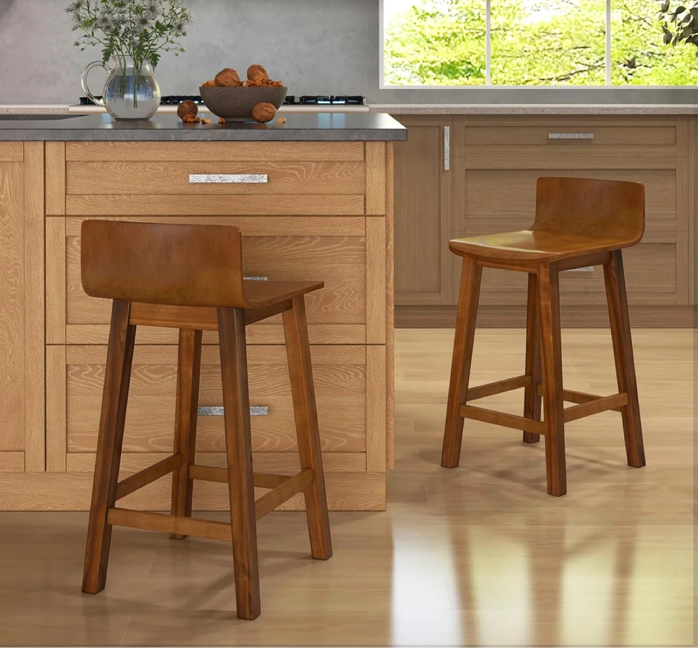 Set of Two Wooden Bar Stools - photo 2