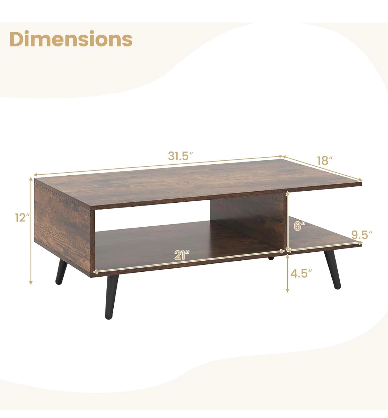Rustic brown coffee table - photo 3