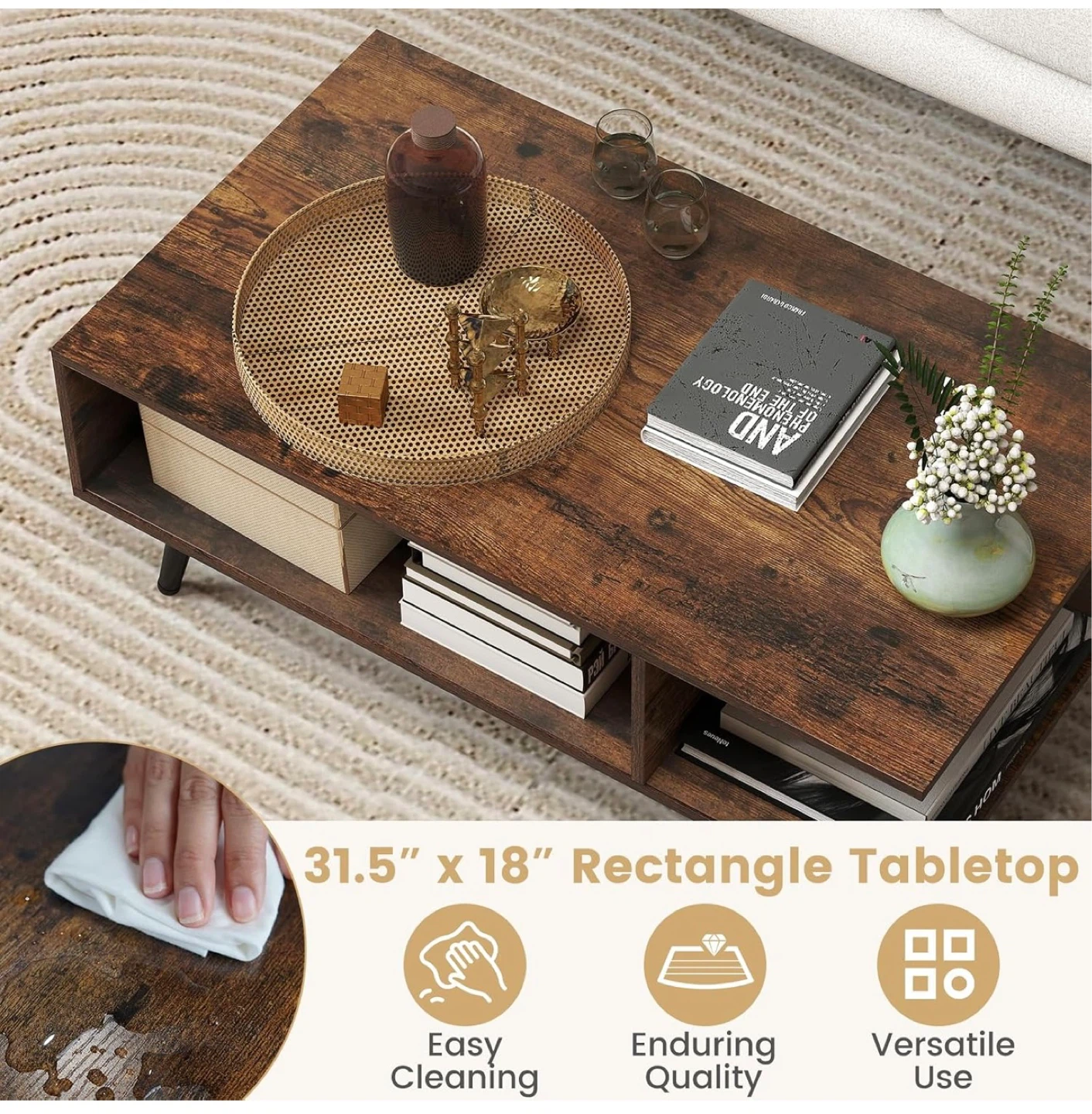 Rustic brown coffee table - photo 4