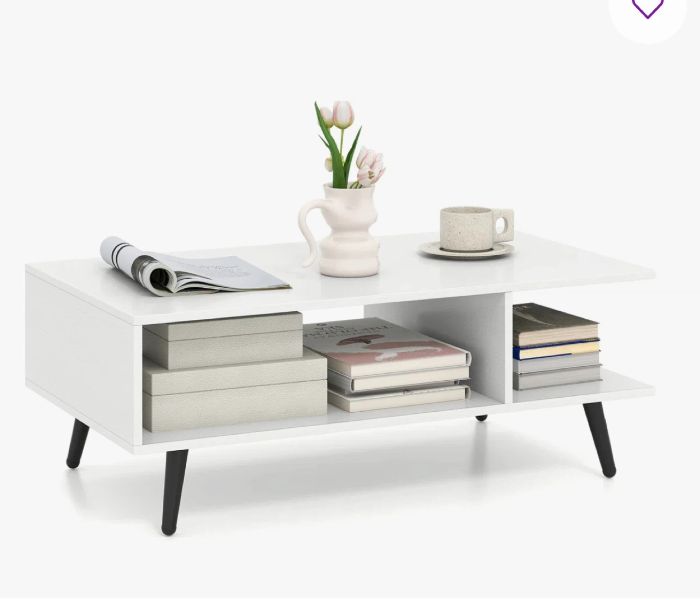 Modern White Coffee Table with Storage - photo 3