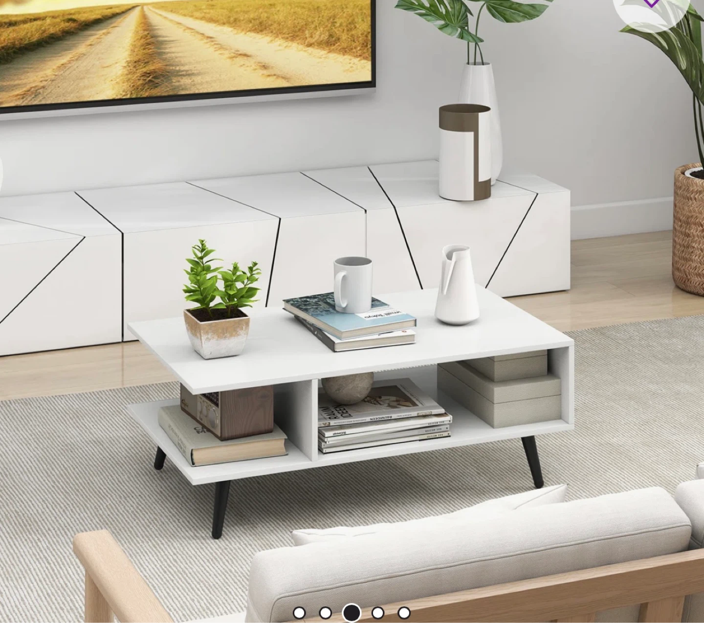 Modern White Coffee Table with Storage - photo 5