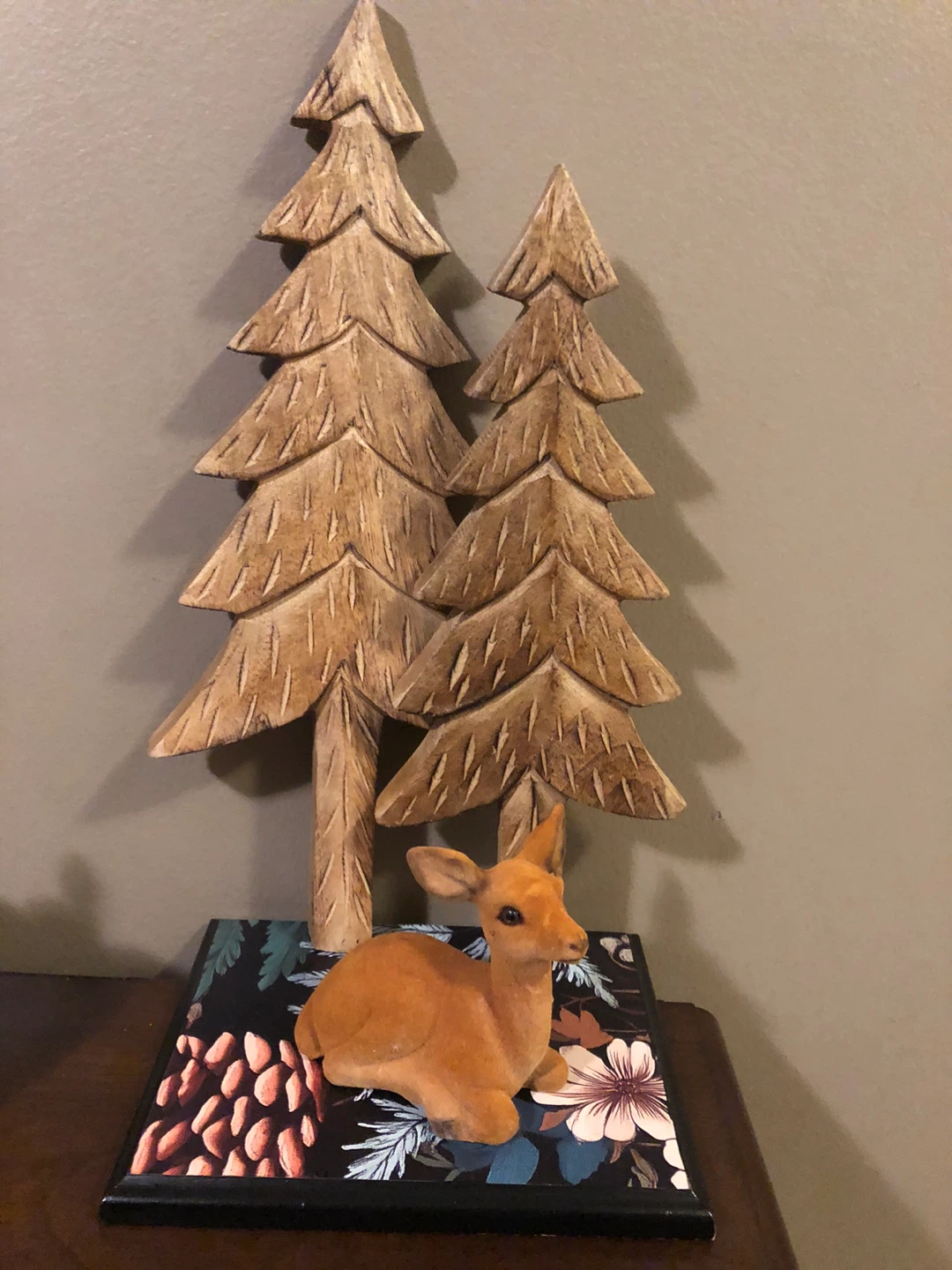 Rustic Velvet Deer & Wooden Trees Decor - photo 4