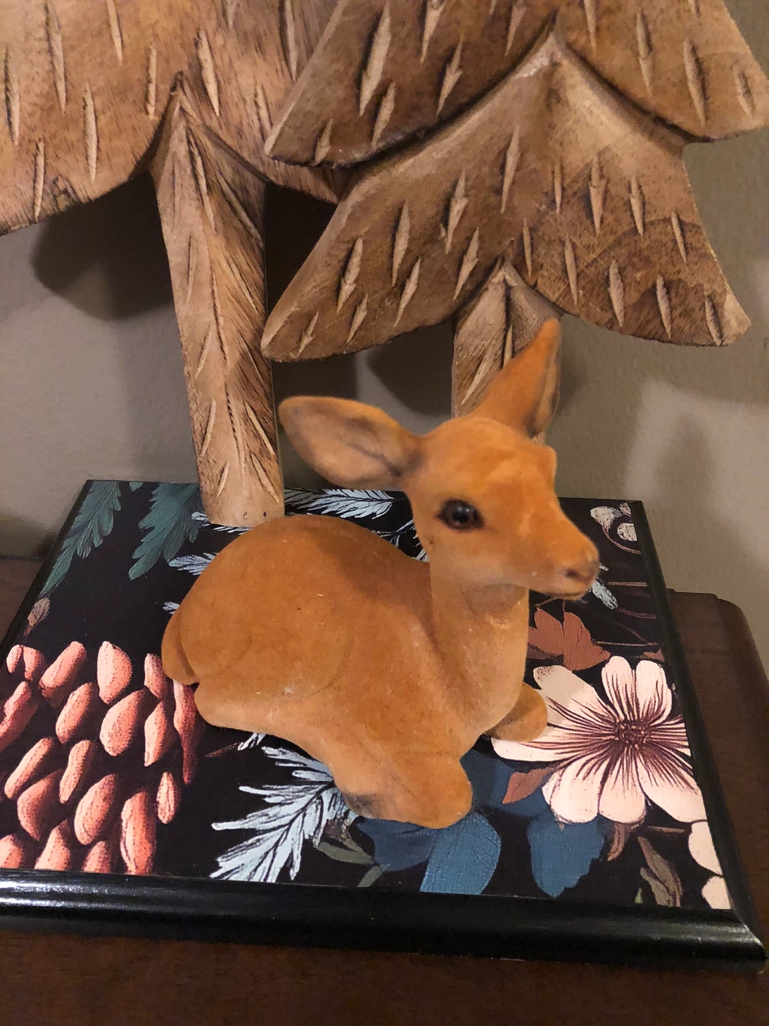 Rustic Velvet Deer & Wooden Trees Decor - photo 5
