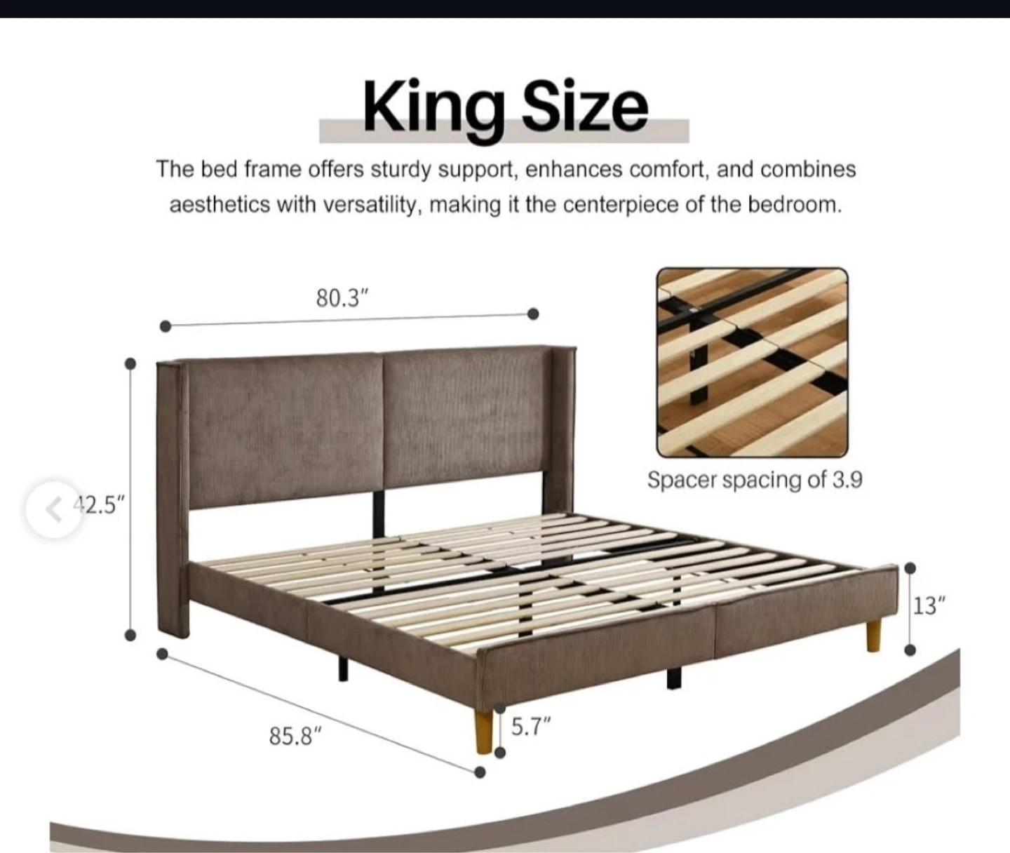 King Size Upholstered Bed Frame - photo 2