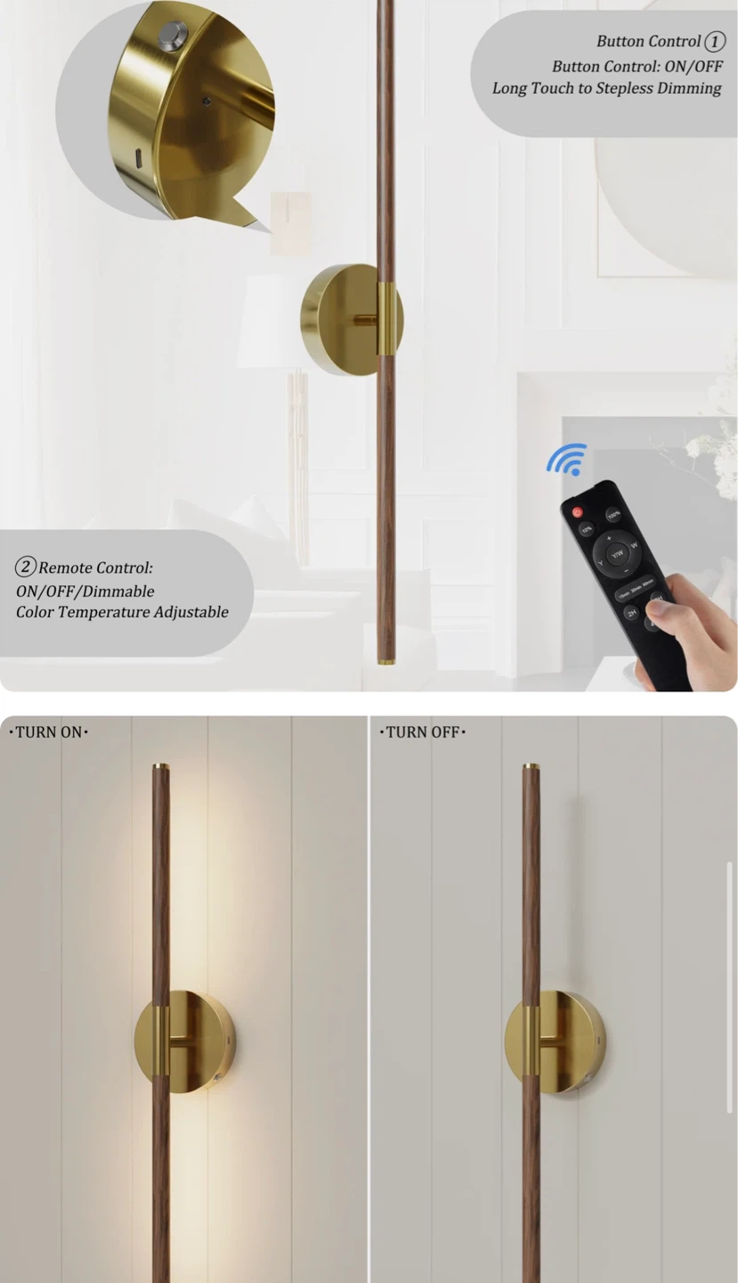 Set of Two LED Wall Sconces with Faux Walnut Finish - photo 5
