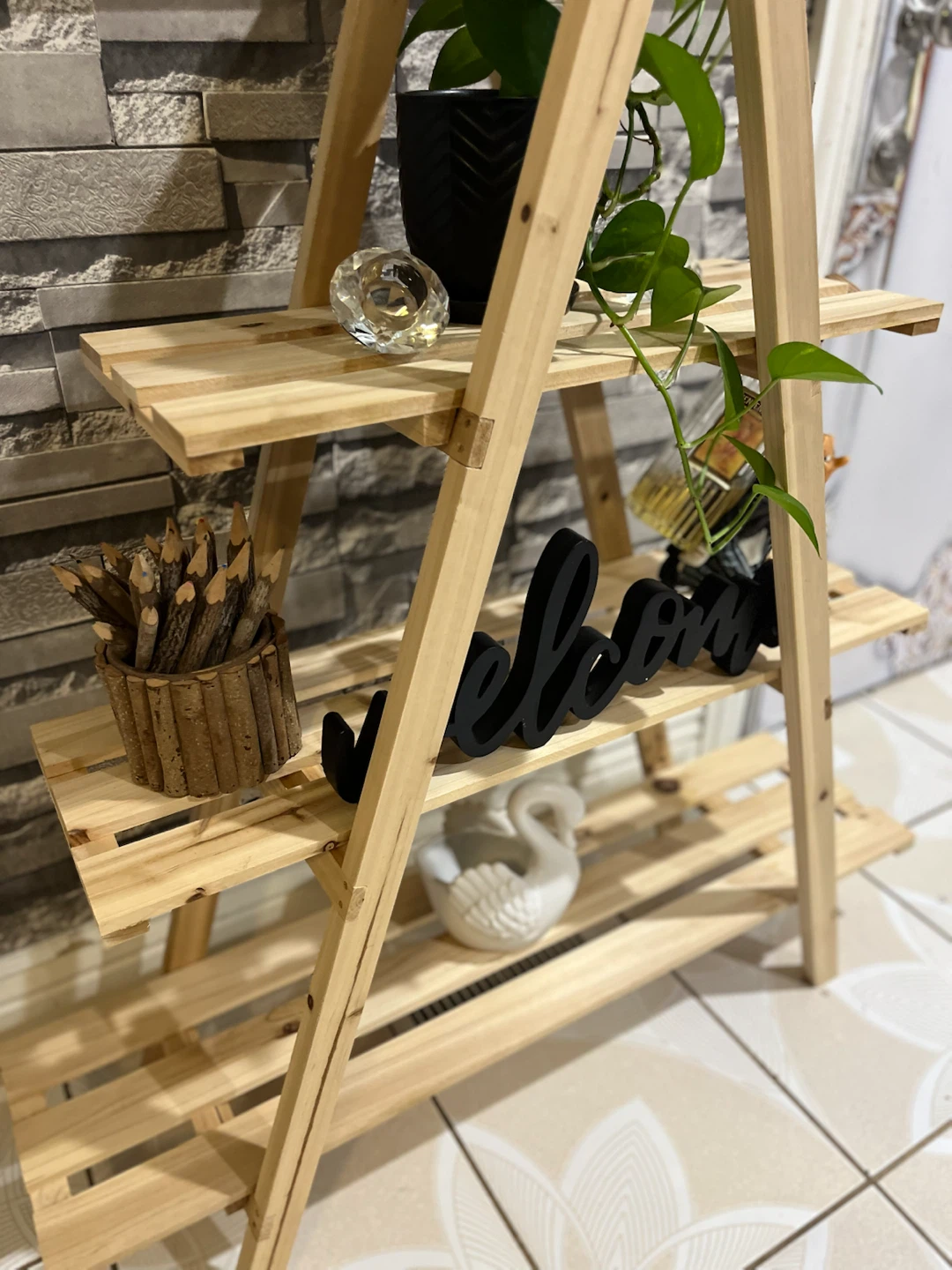 3-Tier A-Frame Wooden Plant Stand - photo 2