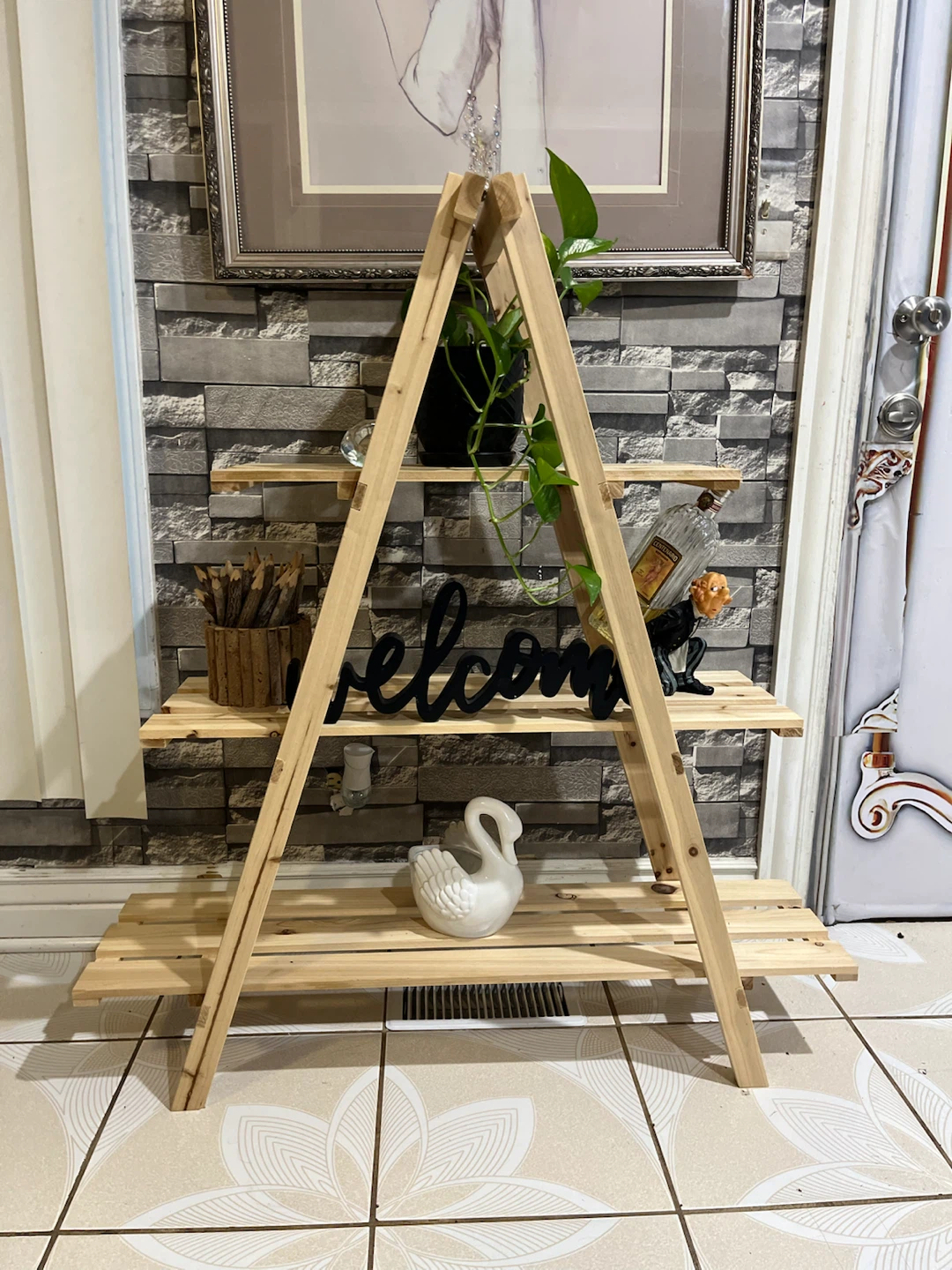 3-Tier A-Frame Wooden Plant Stand - photo 3