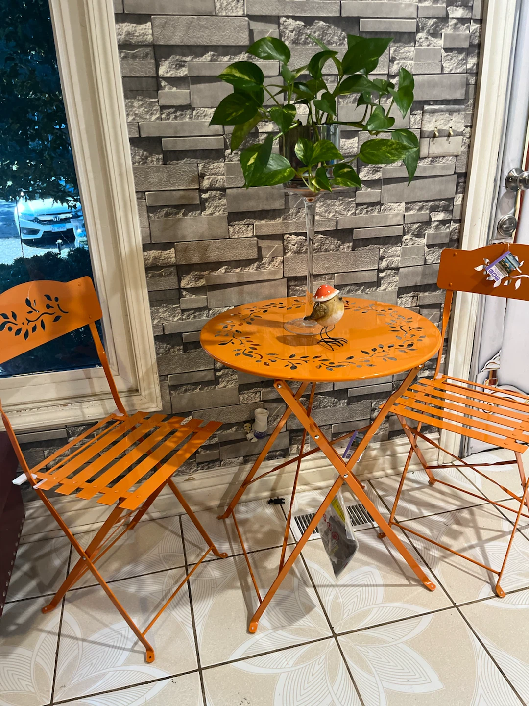 Alpine Corporation Orange Metal Bistro Set