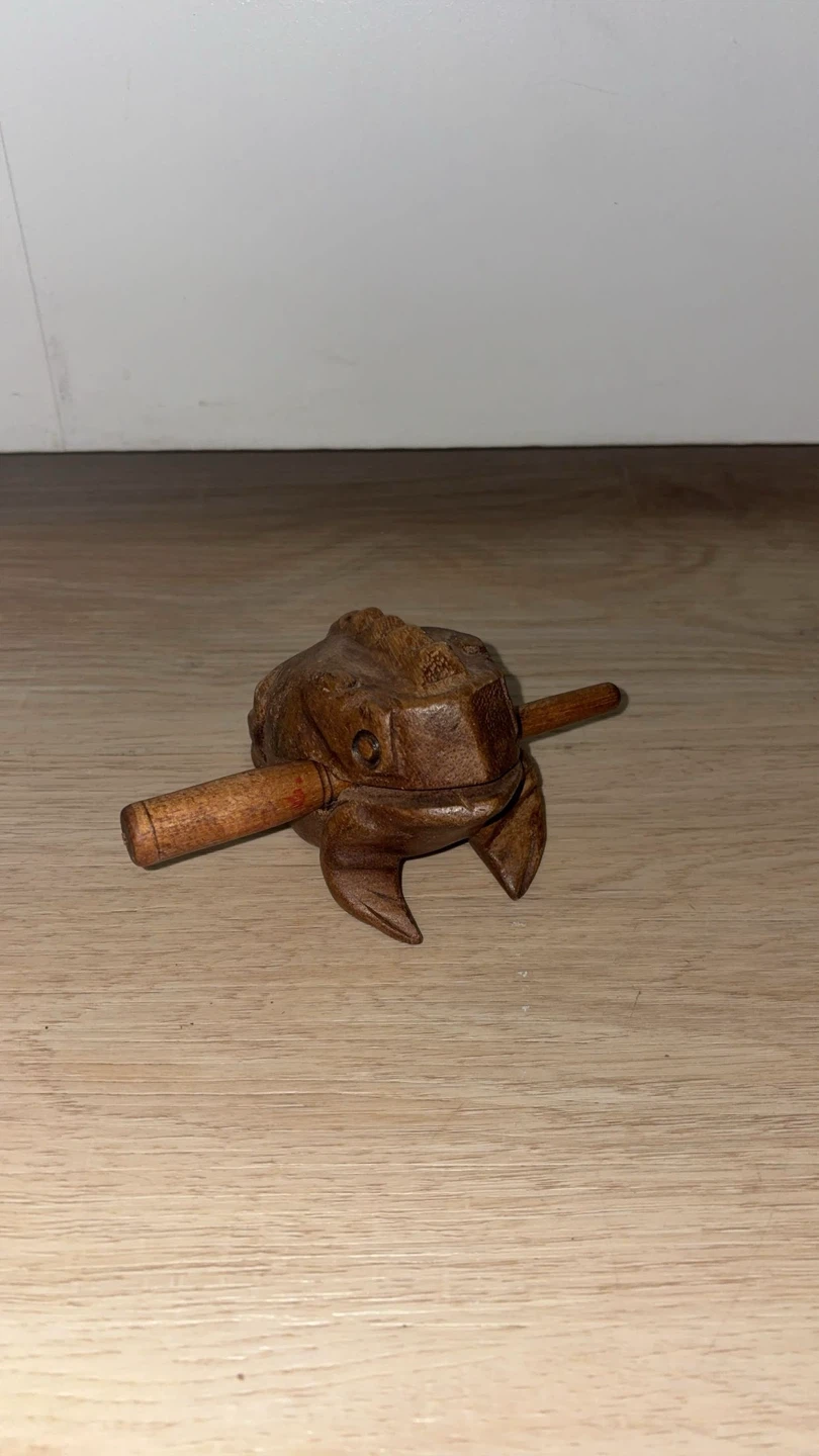 Vintage Hand Carved Wooden Frog Guiro Rasp