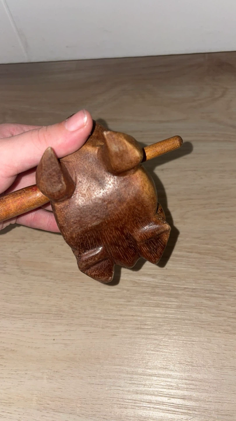 Vintage Hand Carved Wooden Frog Guiro Rasp - photo 3
