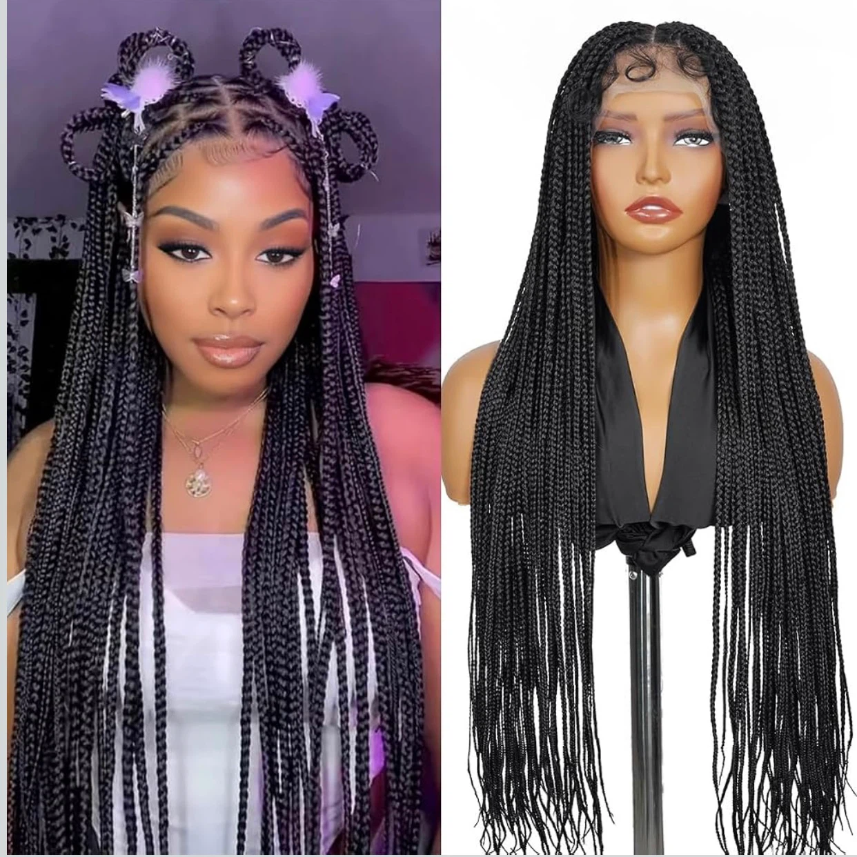 Black Braided Lace Front Wig