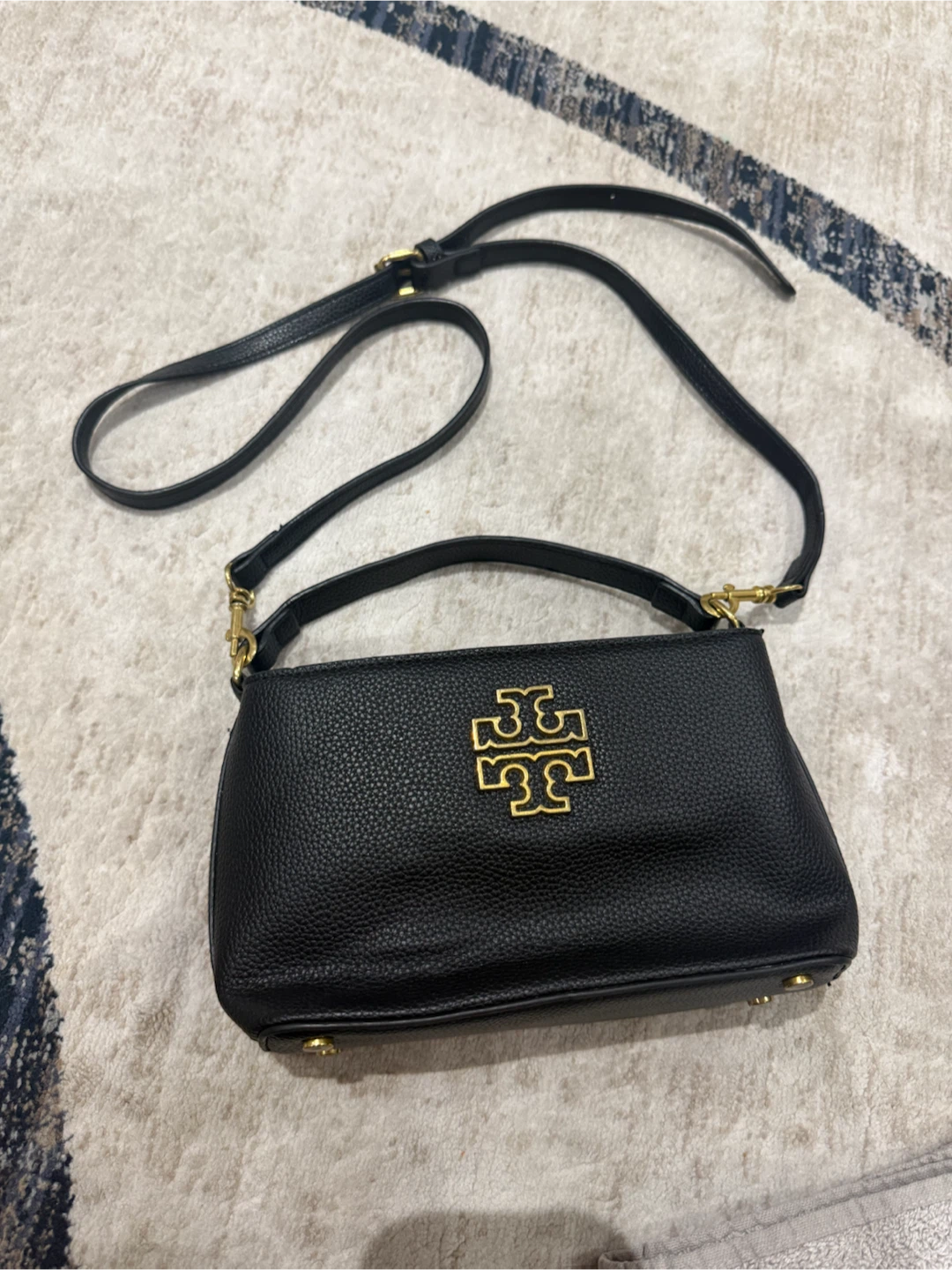 Tory Burch Black Pebble Leather Crossbody Bag