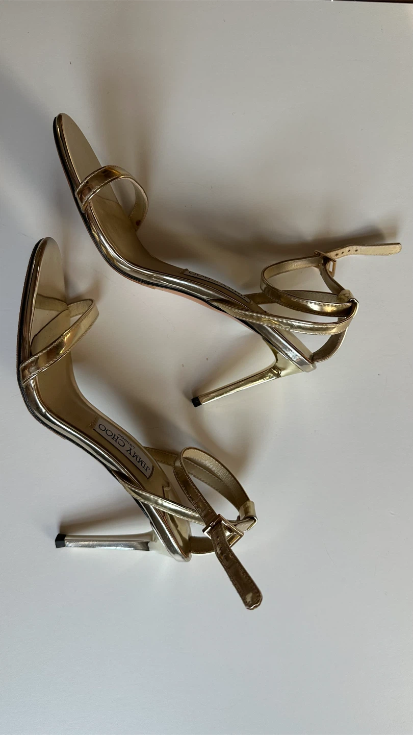 Jimmy Choo gold ankle strap heels, size 36, women - photo 2