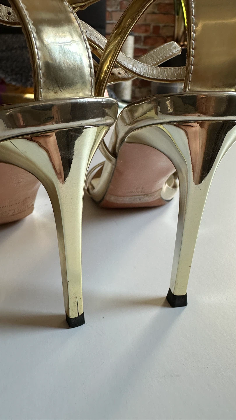Jimmy Choo gold ankle strap heels, size 36, women - photo 3