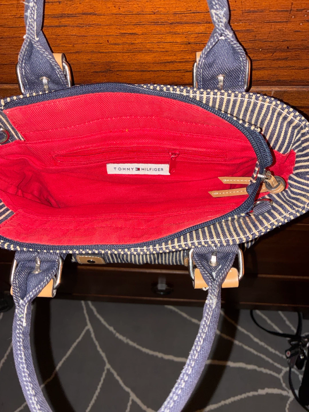 Tommy Hilfiger Striped Denim Handbag