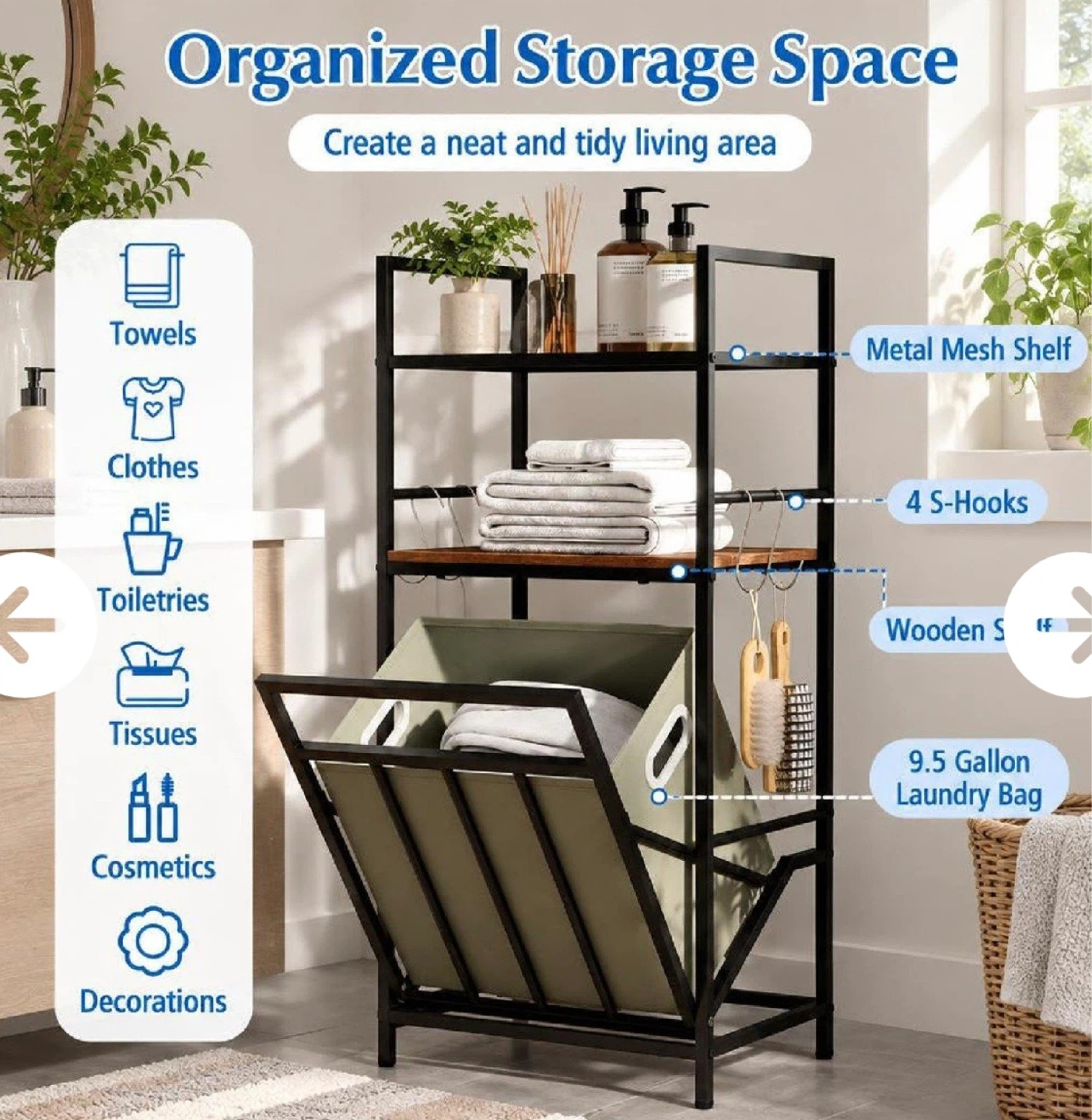 Bathroom Laundry Storage Shelf Unit - photo 5