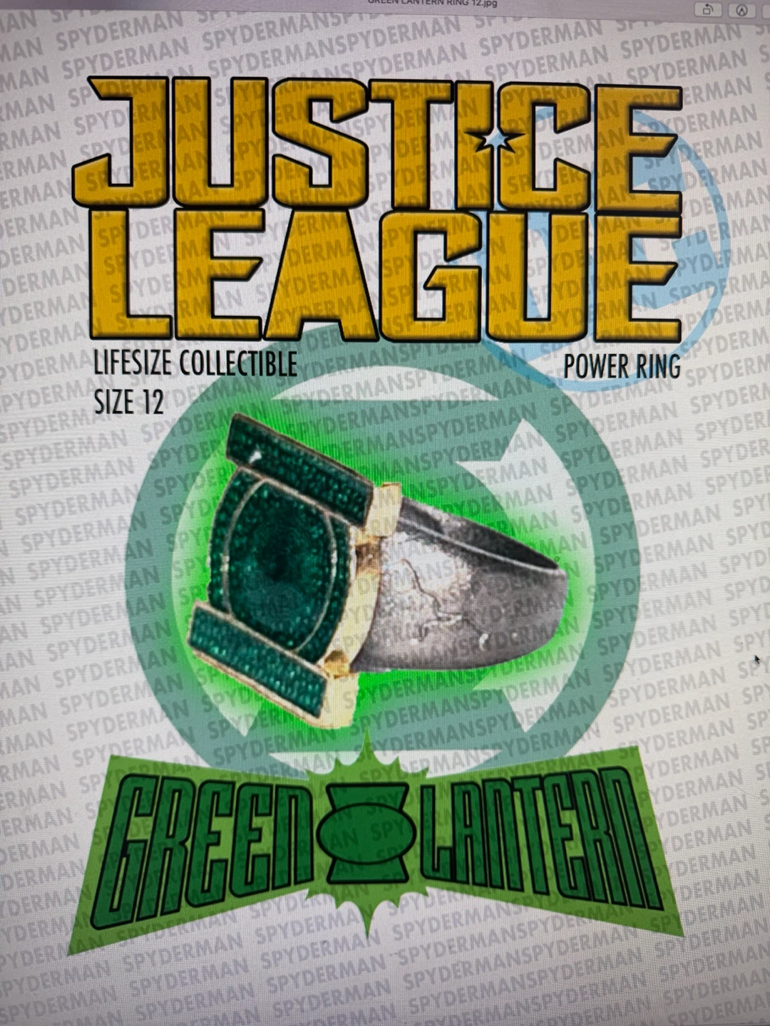 Justice League Green Lantern Power Ring Size 12