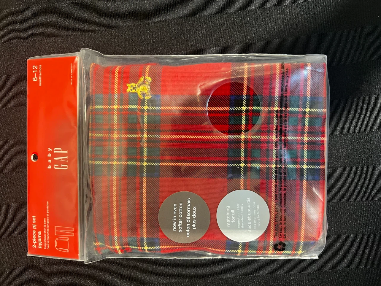 NEW Baby GAP 2-Piece Plaid Pyjama Set 6-12 Months