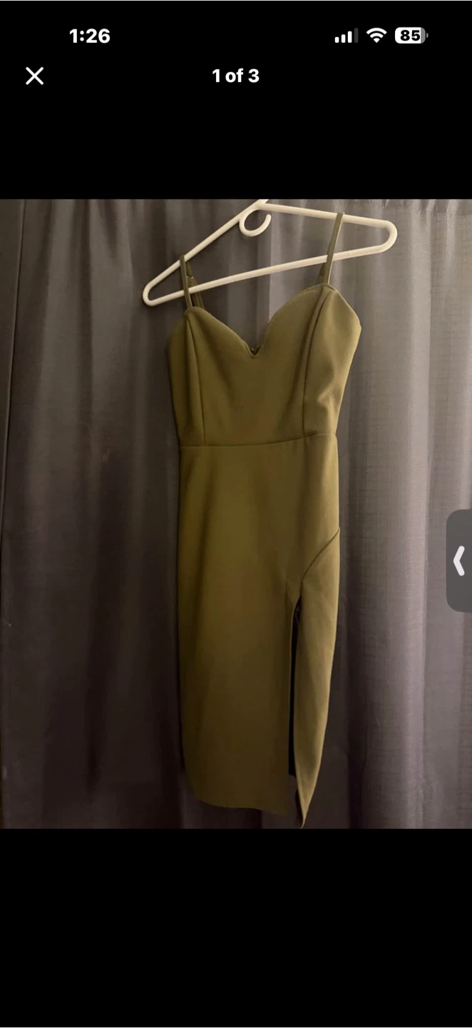 Revamped Olive Green Midi Dress Size Small - photo 2