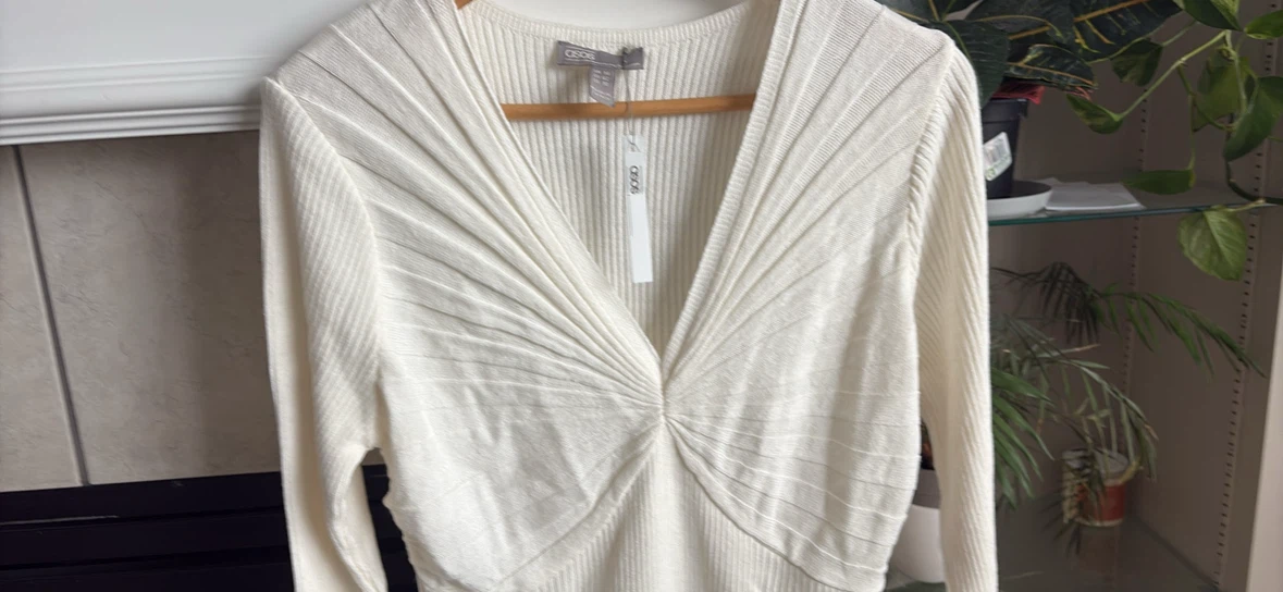ASOS Cream Ribbed Midi Dress - photo 2