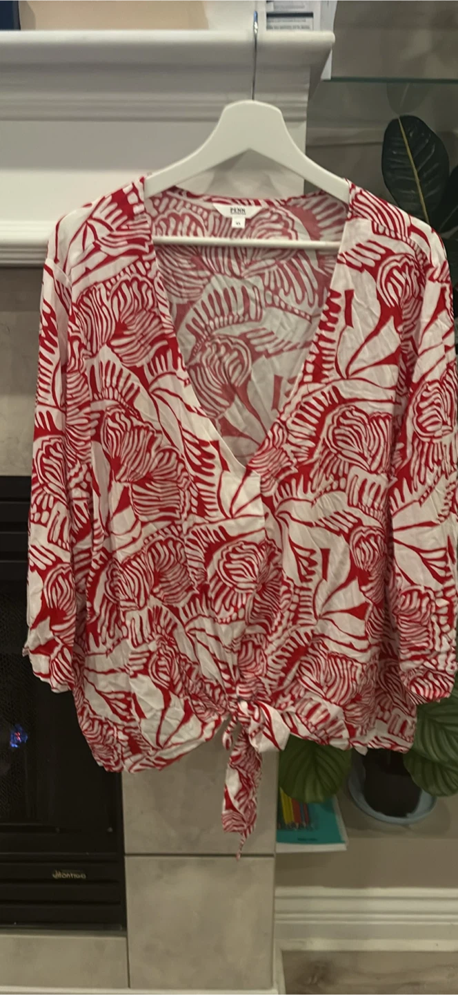 Penningtons Red and White Patterned Top